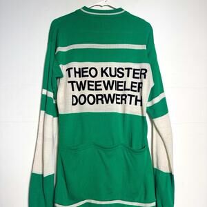 VTG Green & White Knit Cycling Jersey from Doorwerth, Netherlands RARE Sz S / M